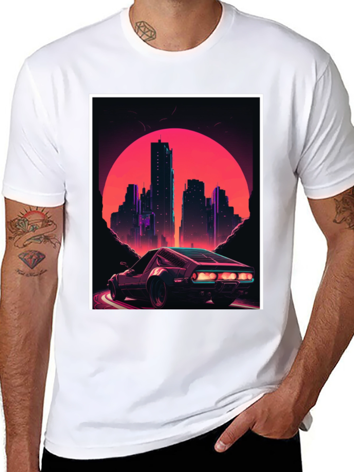 Retro Cityscape Car Graphic Tee