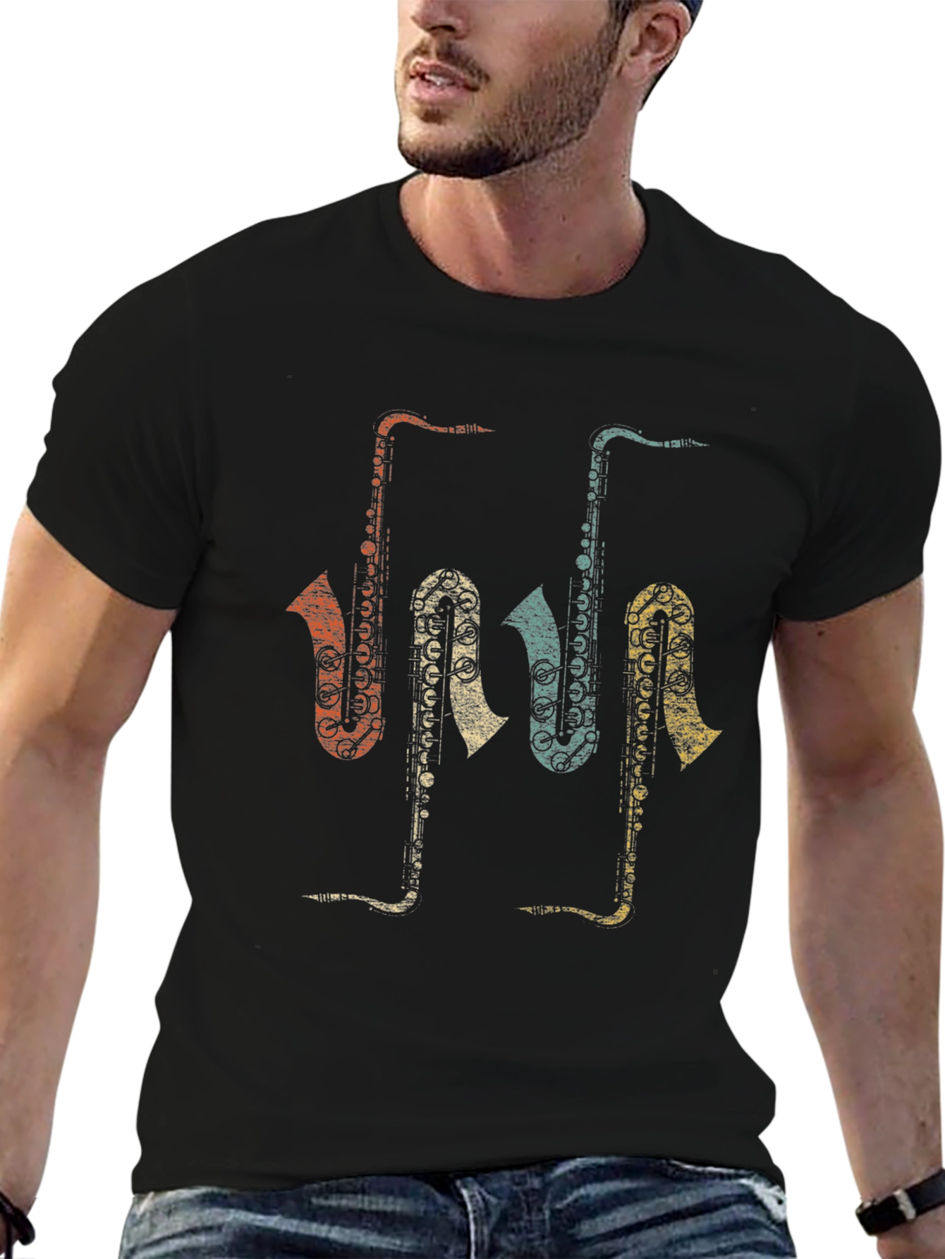 Retro Saxophone T-Shirt - Music Lover Tee