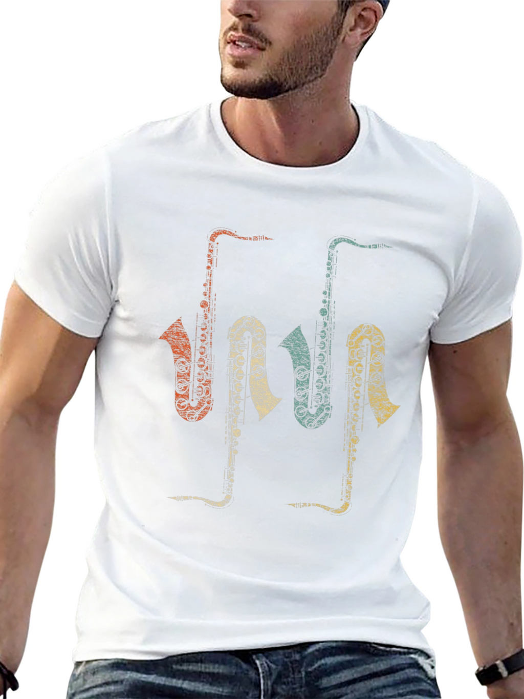 Retro Saxophone T-Shirt - Music Lover Tee