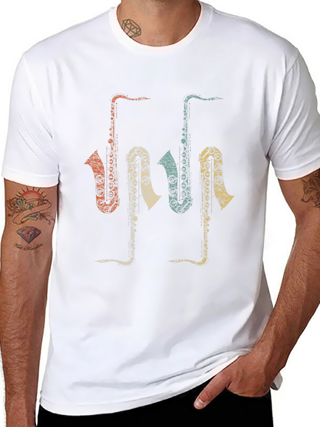 Retro Saxophone T-Shirt - Music Lover Tee