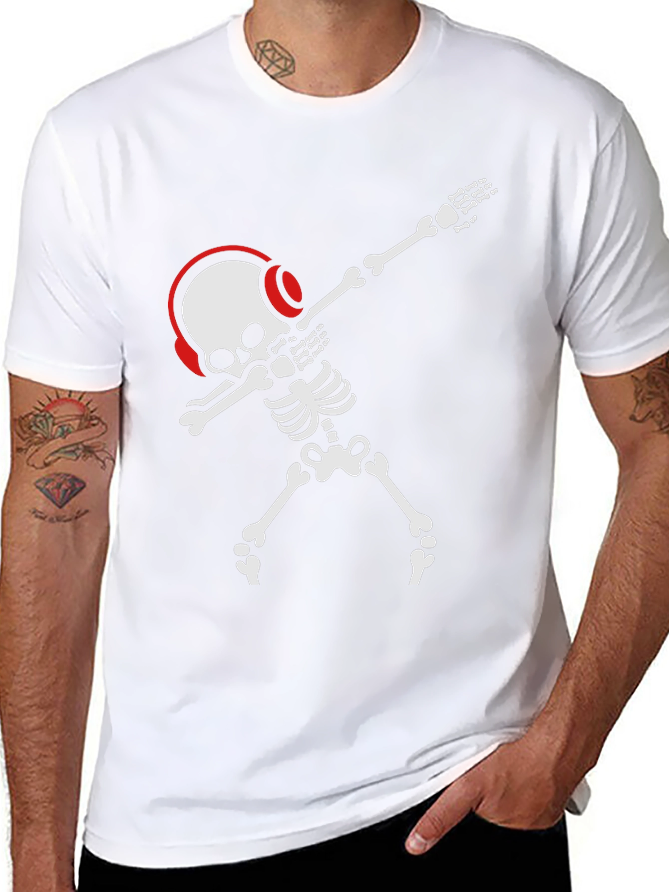 Dabbing Skeleton T-Shirt - Black Graphic Tee