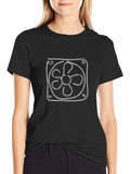 Cooling Fan Graphic Tee - Black Crew Neck T-Shirt