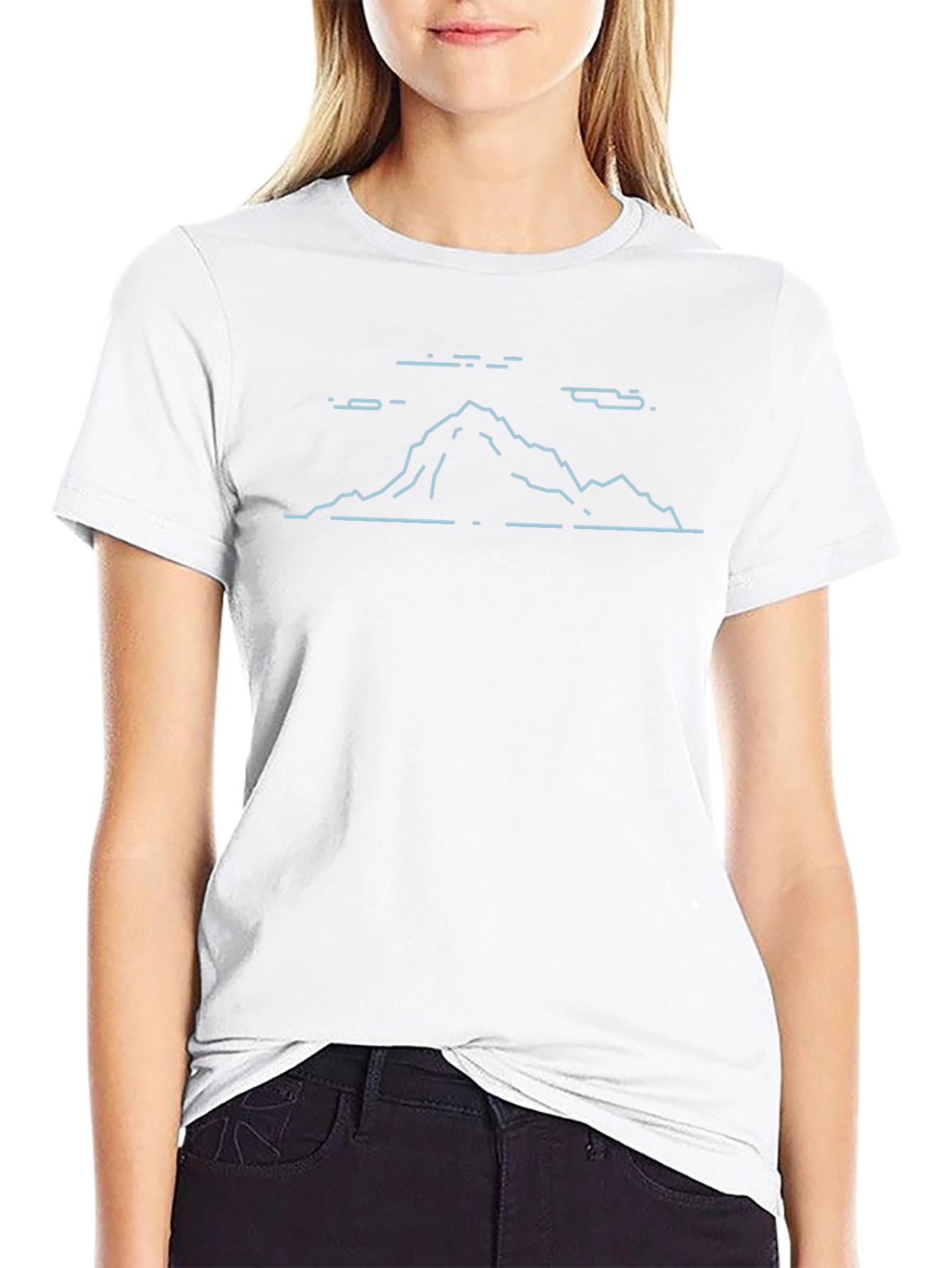 Minimalist Mountain Outline Black T-Shirt