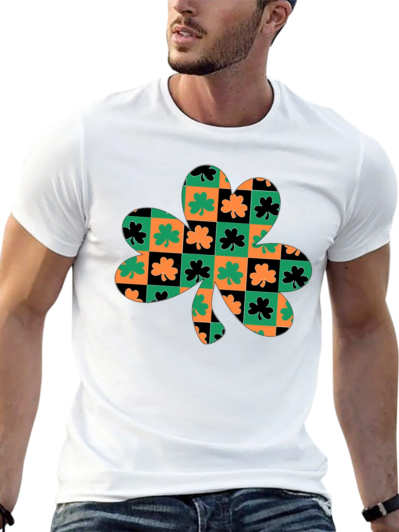Lucky Clover Checkered Graphic Tee