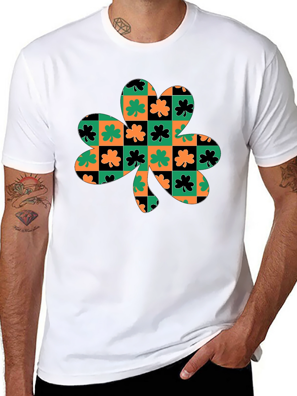 Lucky Clover Checkered Graphic Tee