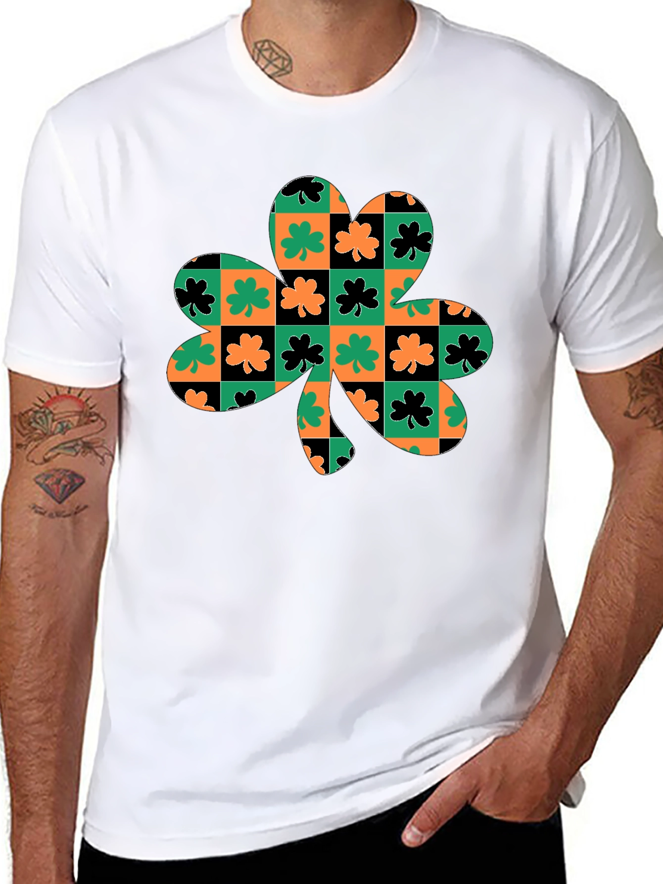 Lucky Clover Checkered Graphic Tee