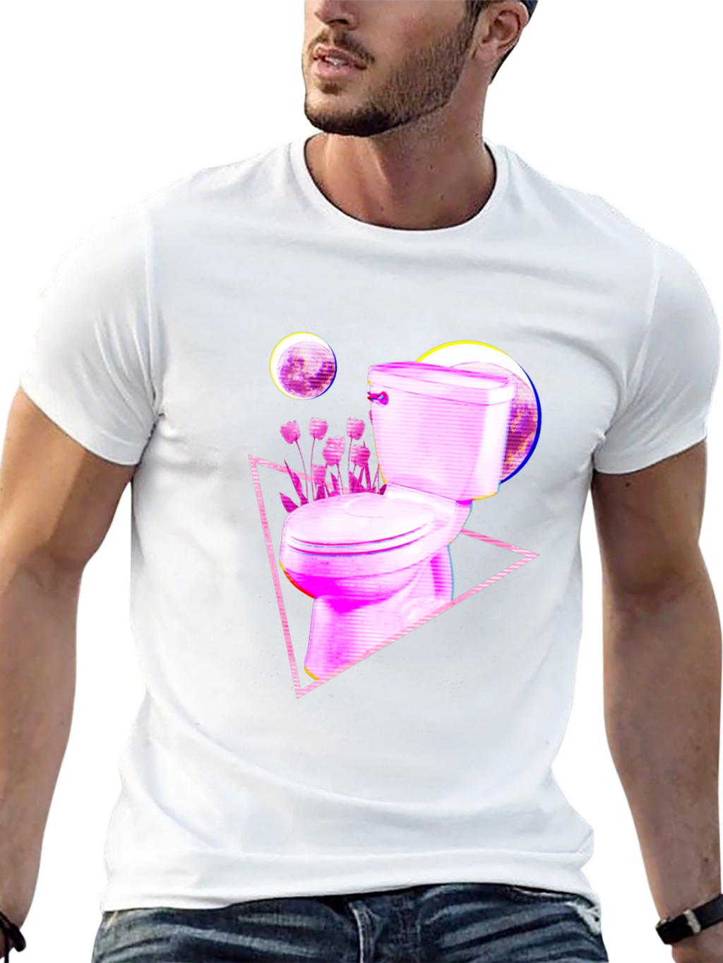 Retro Toilet Graphic Tee - Black