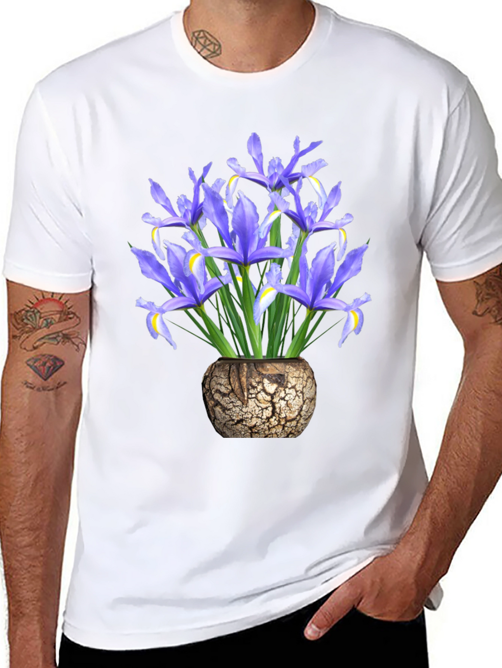 Floral Iris Vase Graphic T-Shirt