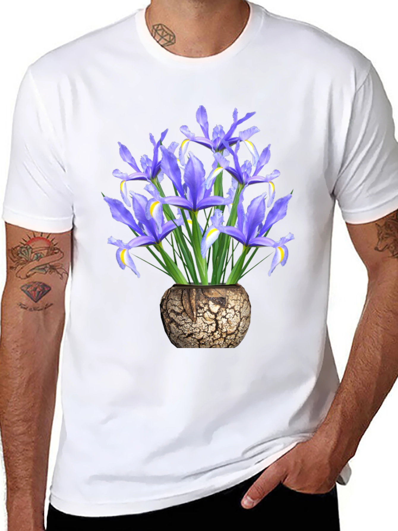 Floral Iris Vase Graphic T-Shirt