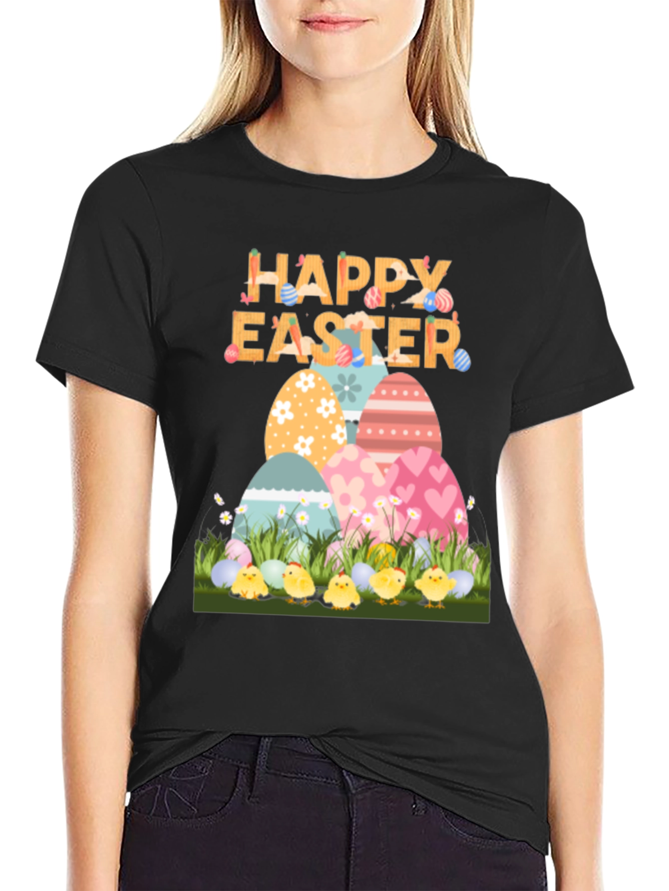 Happy Easter T-Shirt with Eggs and Chicks
