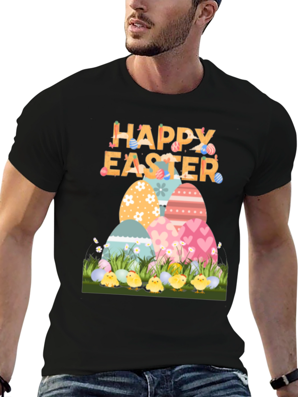 Happy Easter T-Shirt with Eggs and Chicks