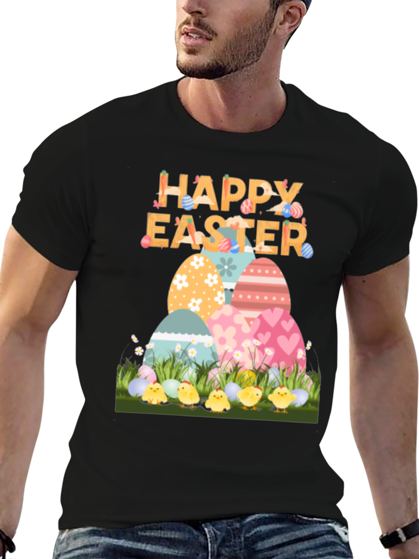 Happy Easter T-Shirt with Eggs and Chicks