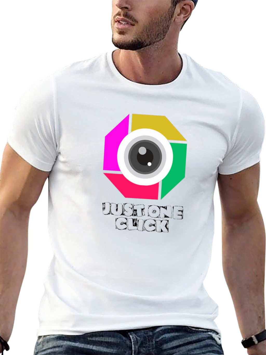 Just One Click Graphic Tee - Unisex Black T-Shirt