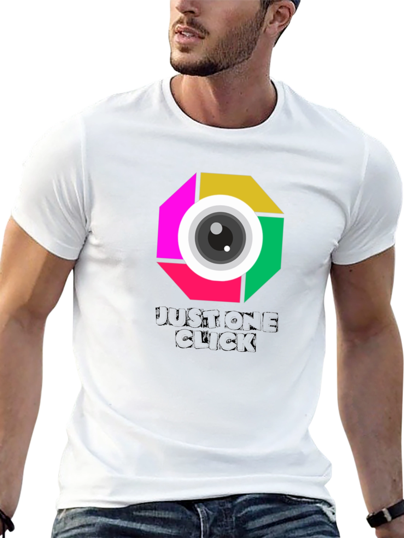 Just One Click Graphic Tee - Unisex Black T-Shirt