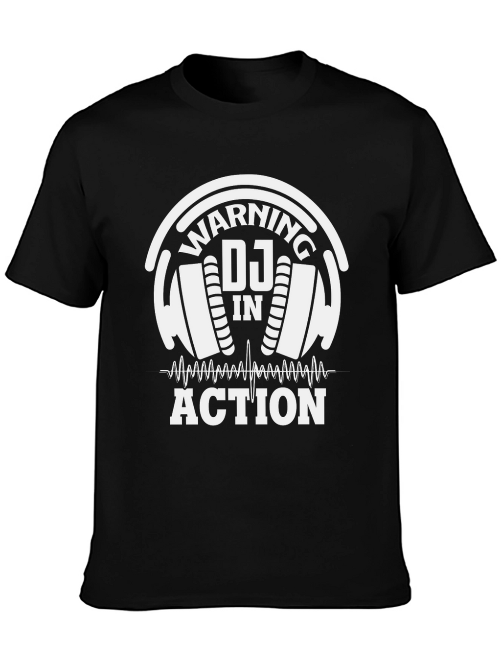 Warning DJ In Action T-Shirt Black