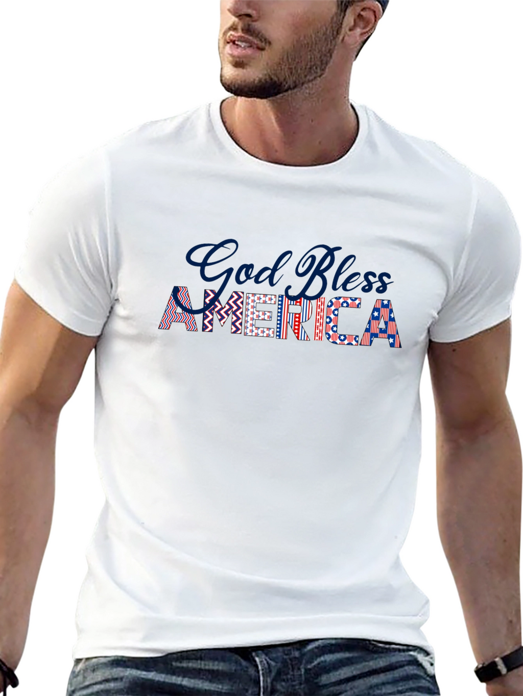 God Bless America Patriotic Graphic T-Shirt