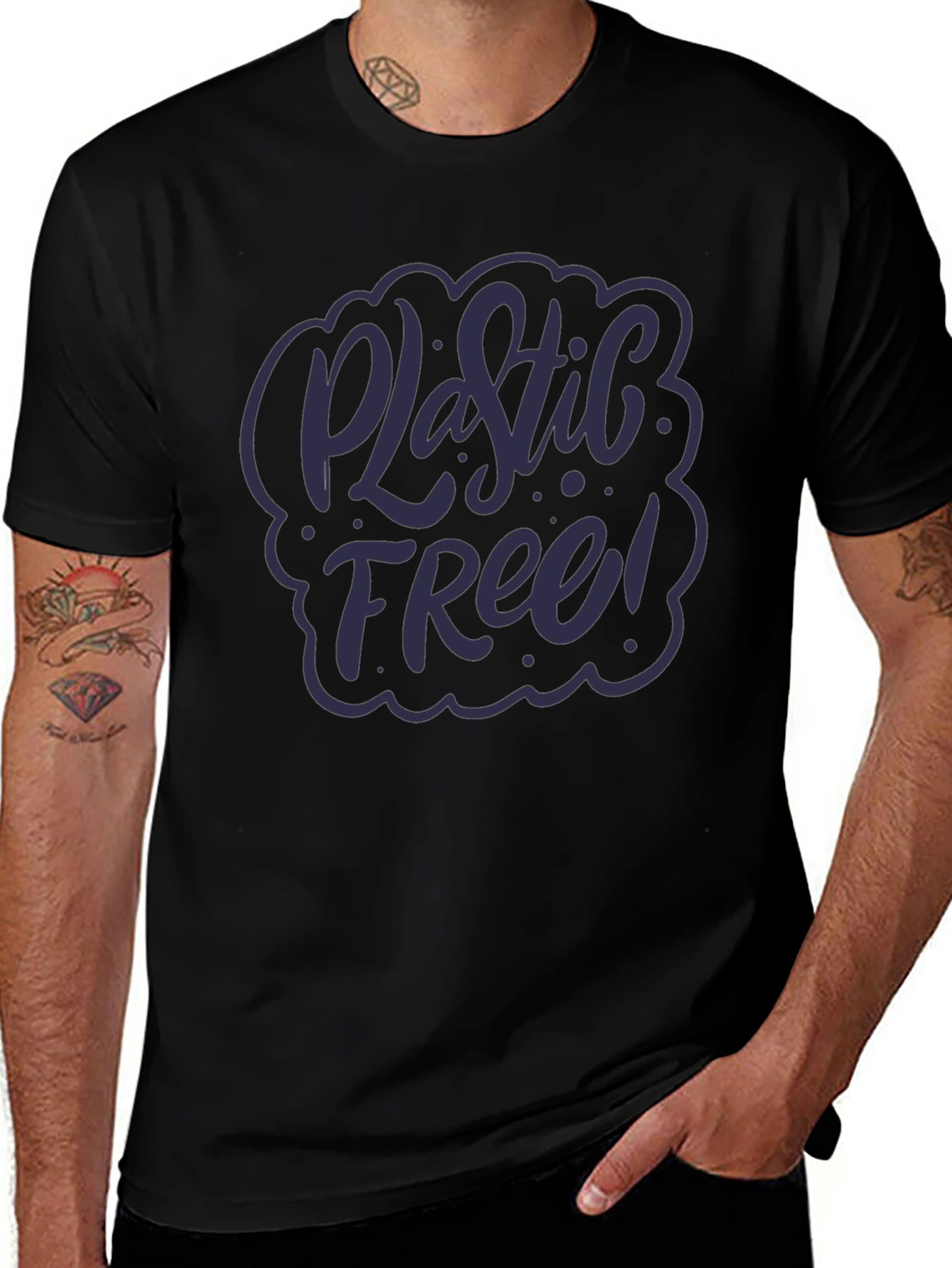 Plastic Free T-Shirt - Eco-Friendly Black Tee