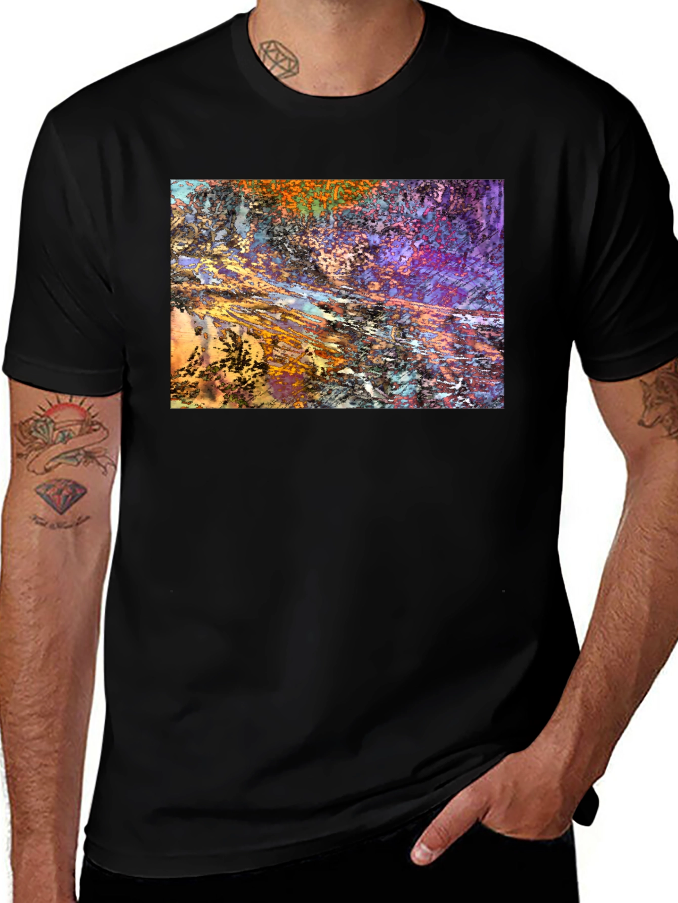 Abstract Art Print Black T-Shirt