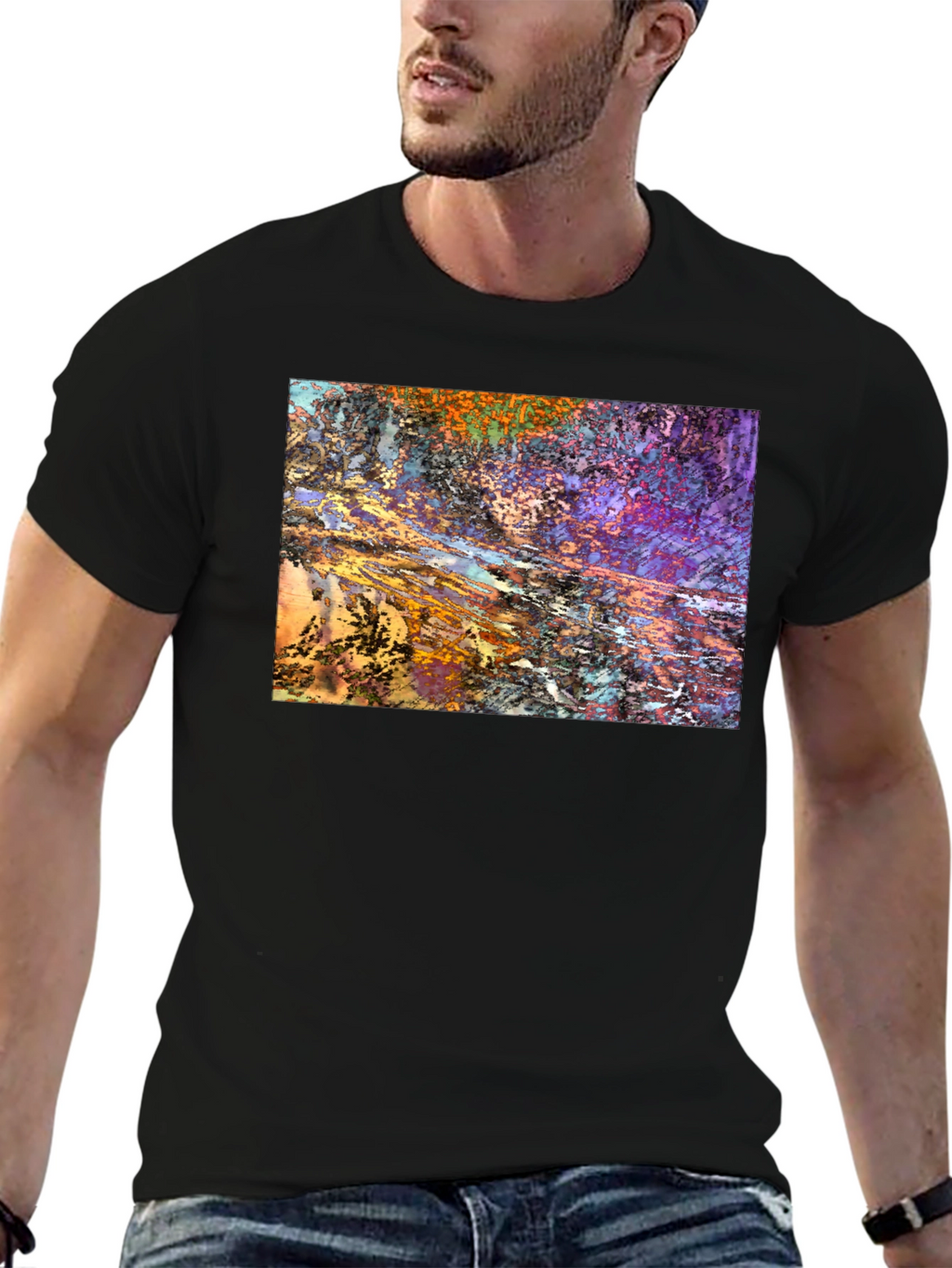 Abstract Art Print Black T-Shirt