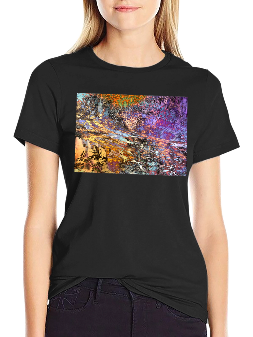 Abstract Art Print Black T-Shirt