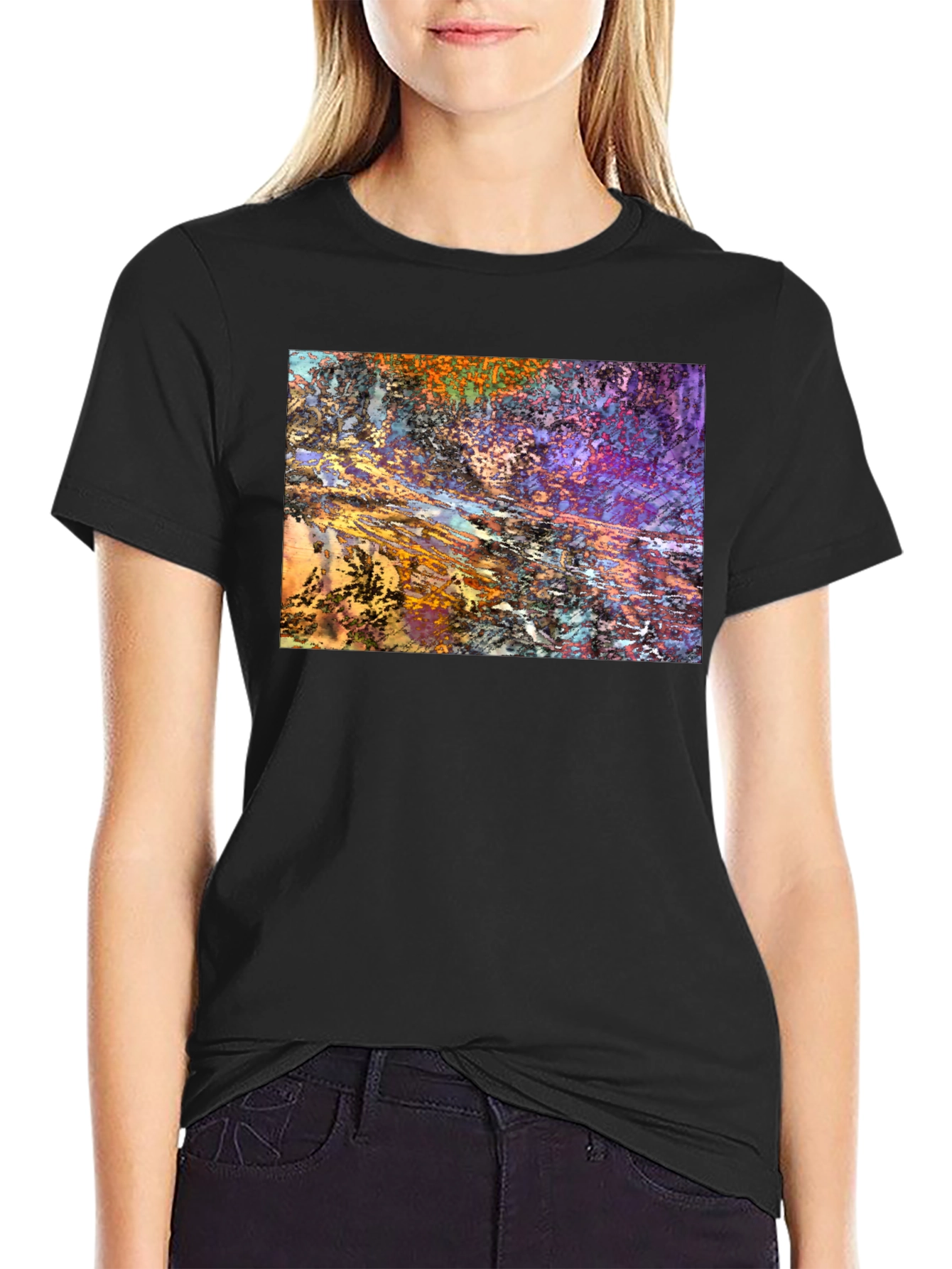 Abstract Art Print Black T-Shirt
