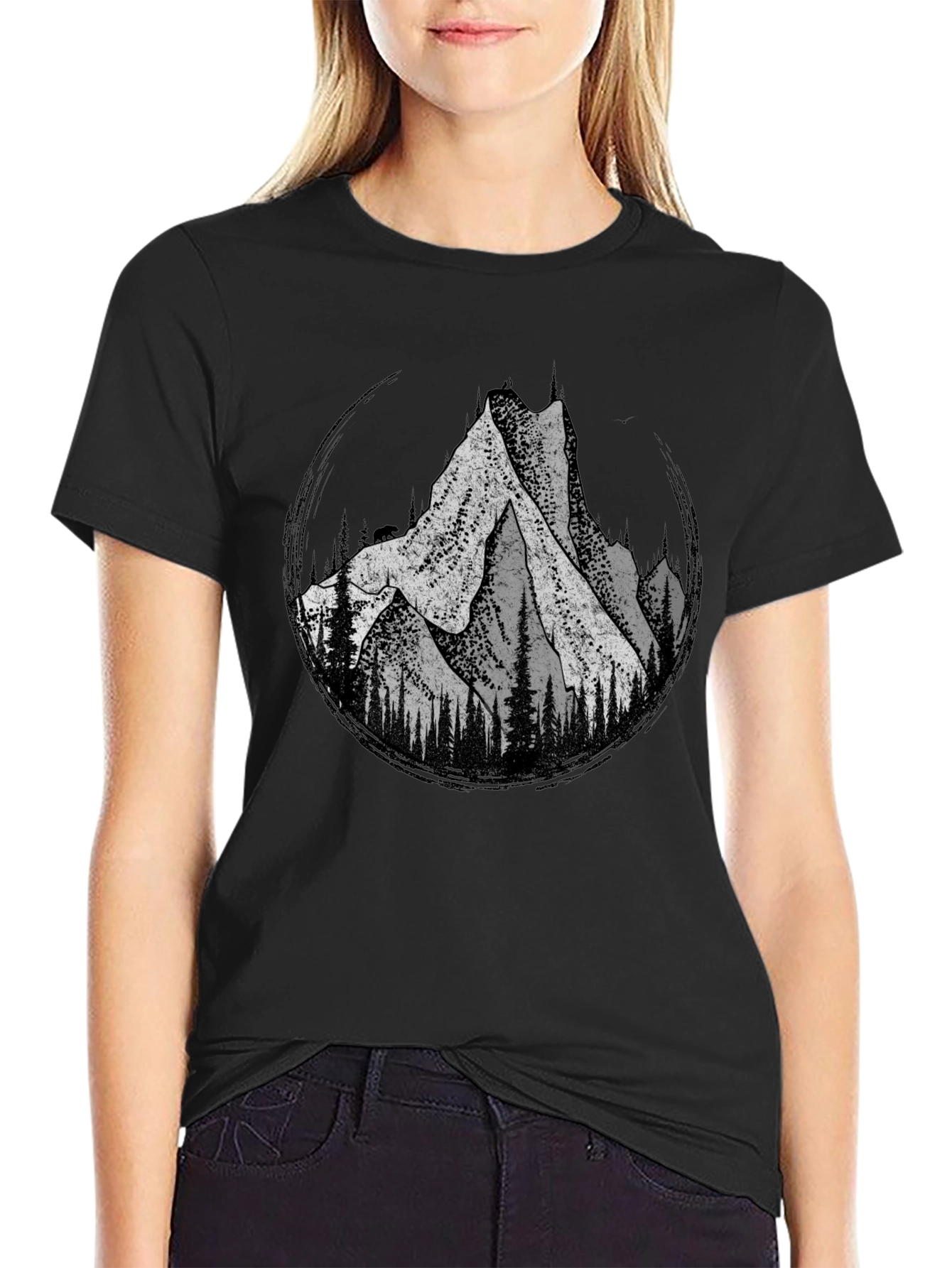 Mountain Graphic Tee - Black Cotton Blend