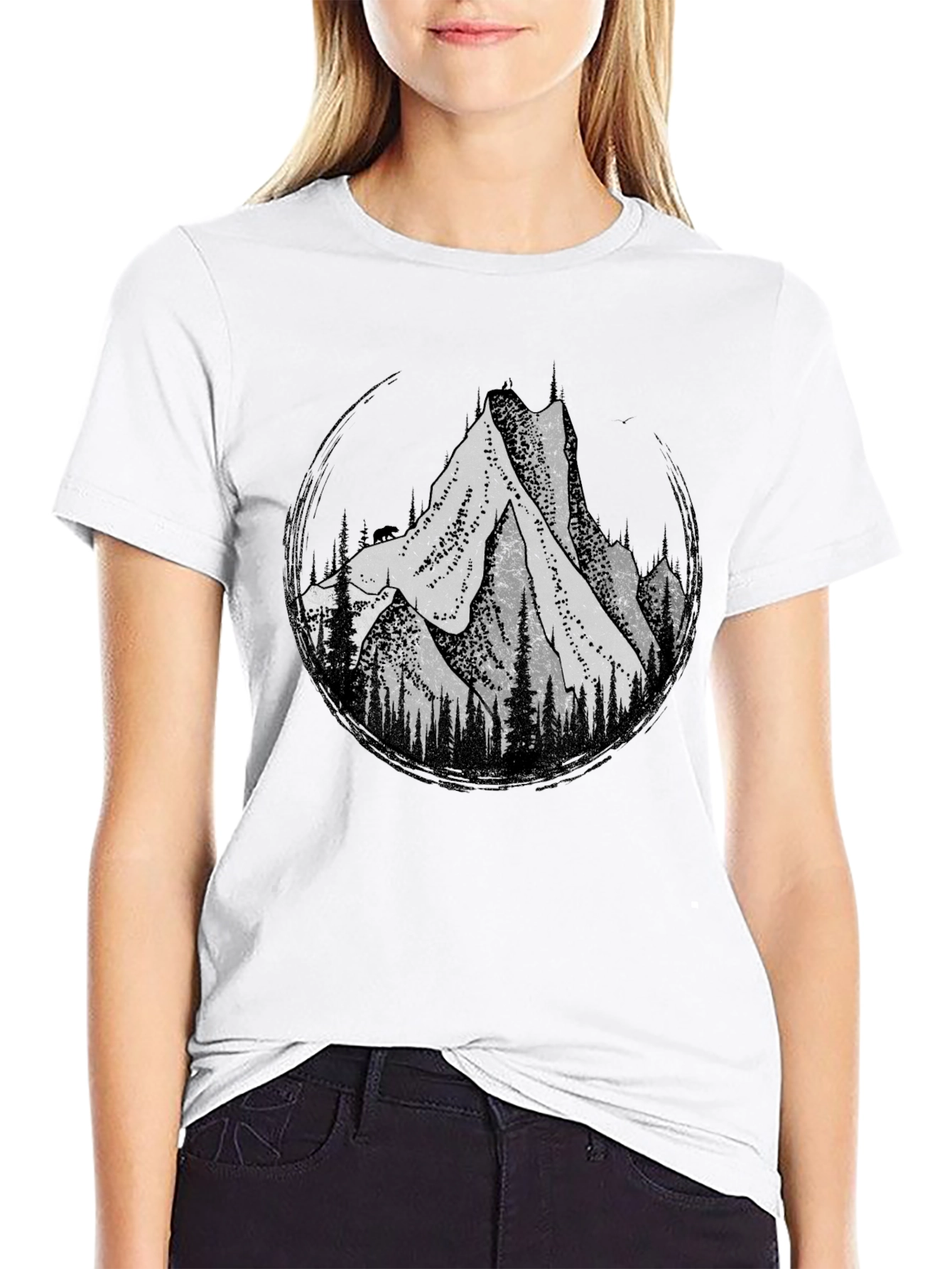 Mountain Graphic Tee - Black Cotton Blend
