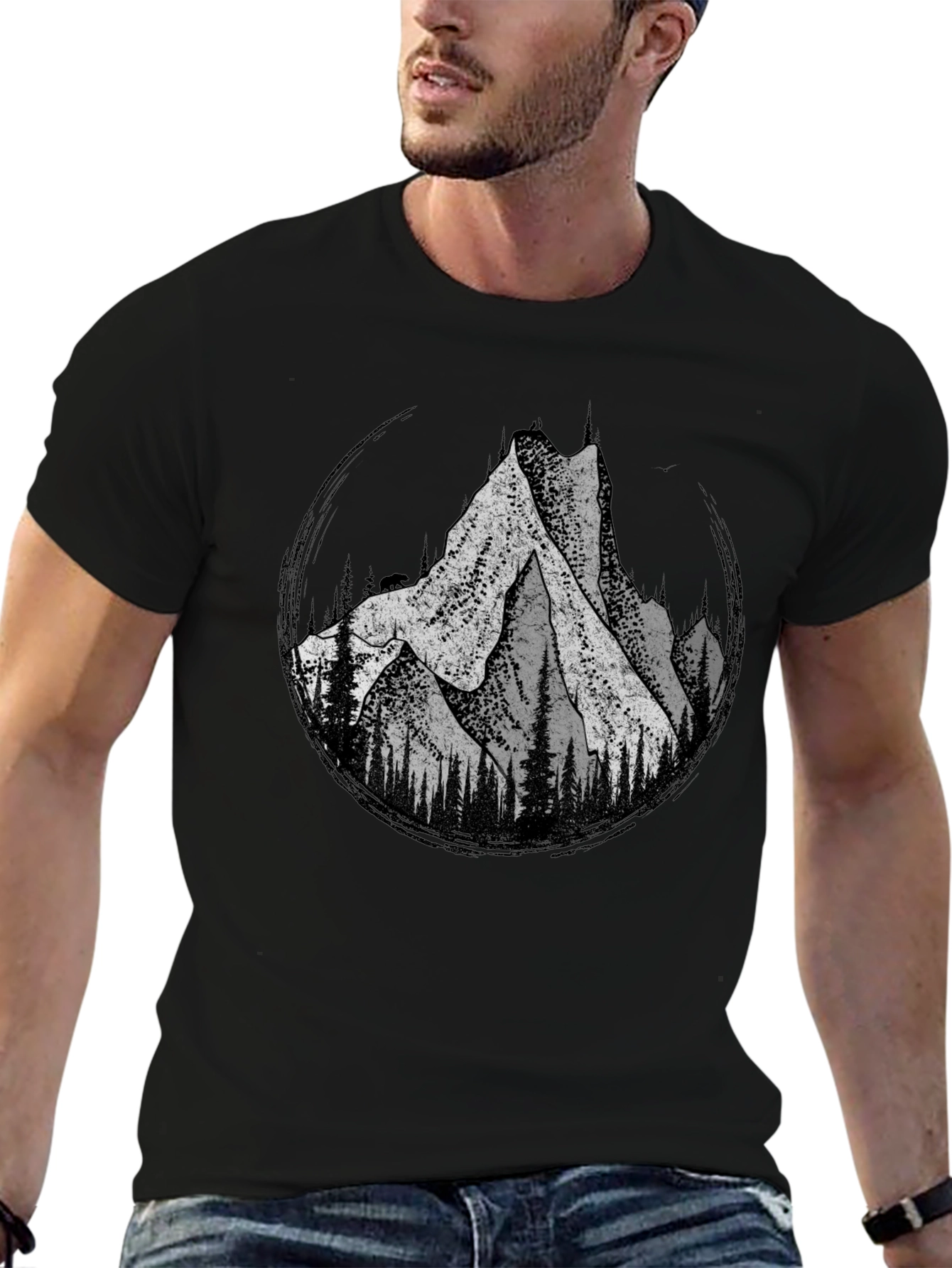 Mountain Graphic Tee - Black Cotton Blend