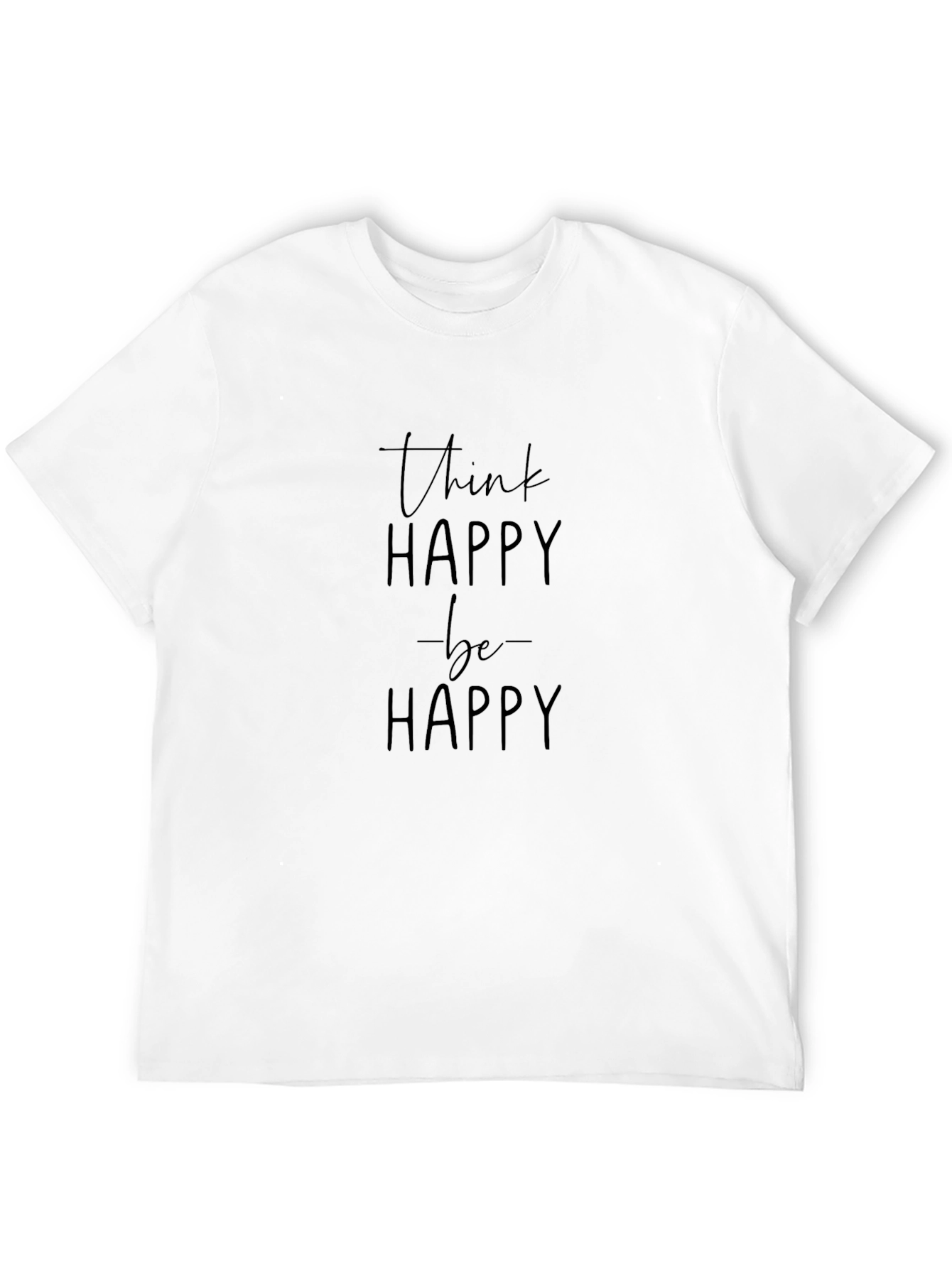 Think Happy Be Happy Black Graphic Tee
