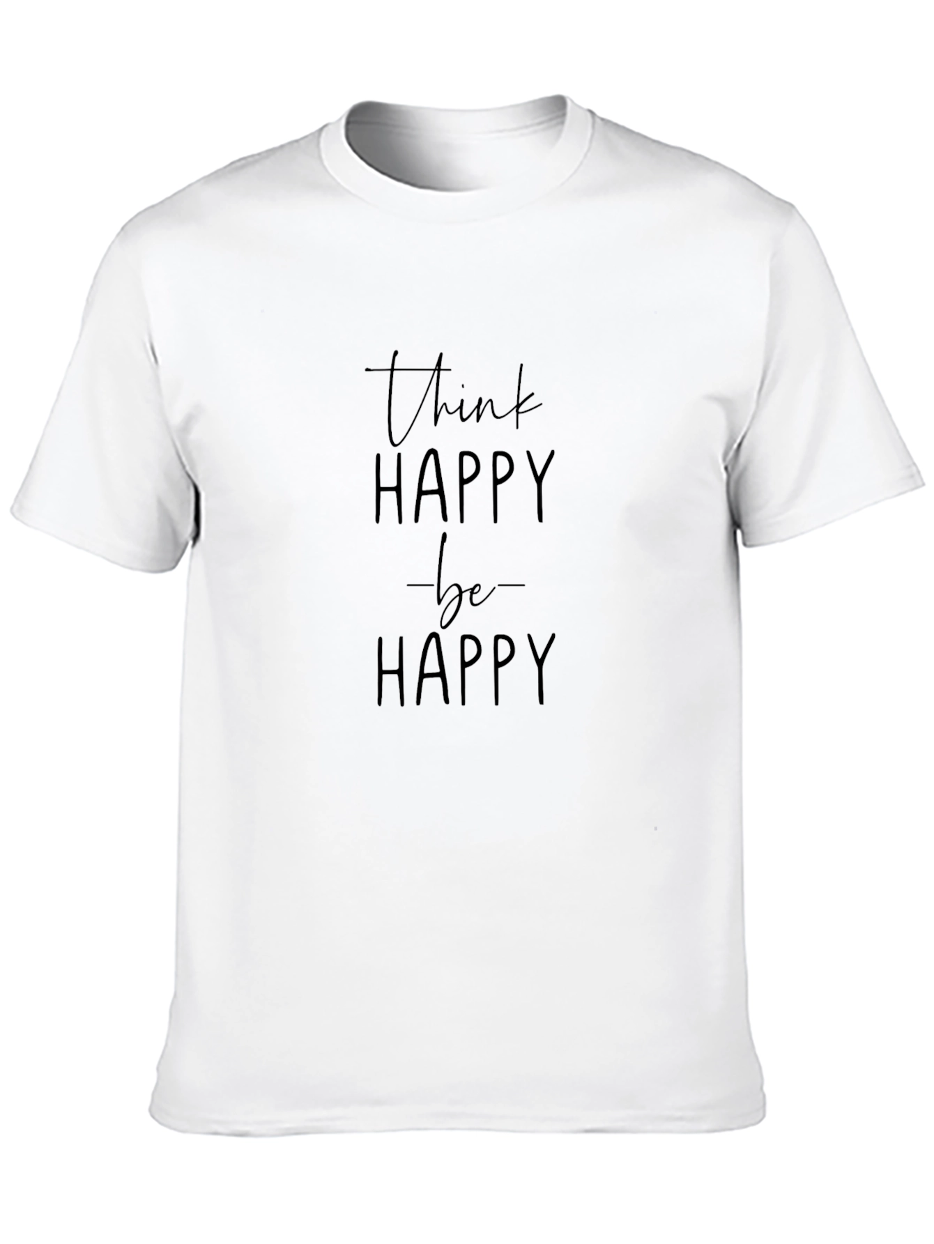Think Happy Be Happy Black Graphic Tee