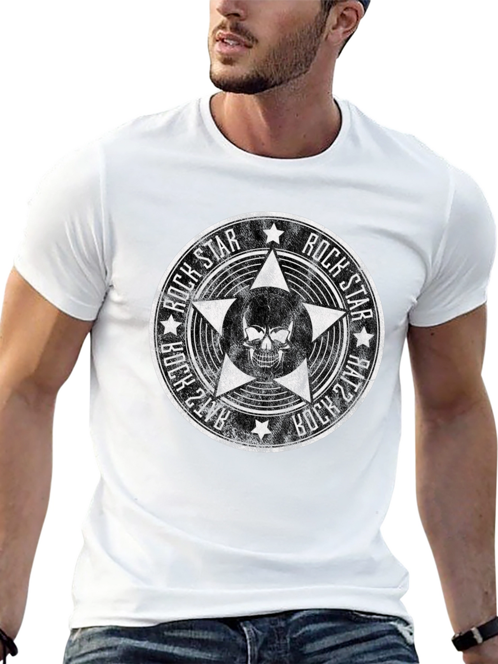 Rock Star Skull T-Shirt - Black Graphic Tee