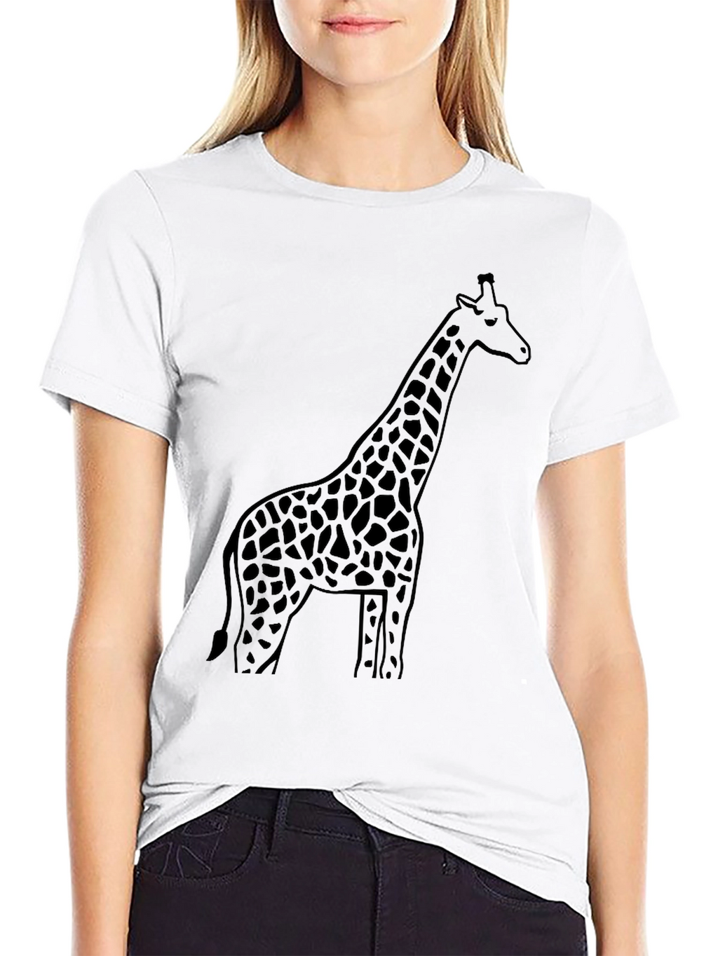 Giraffe Silhouette Black T-Shirt