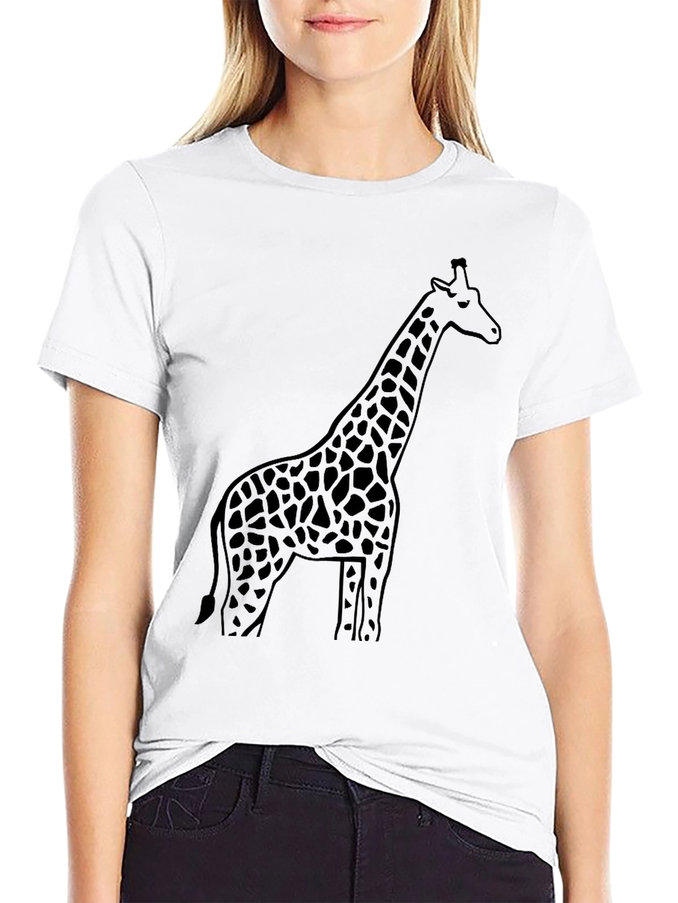 Giraffe Silhouette Black T-Shirt