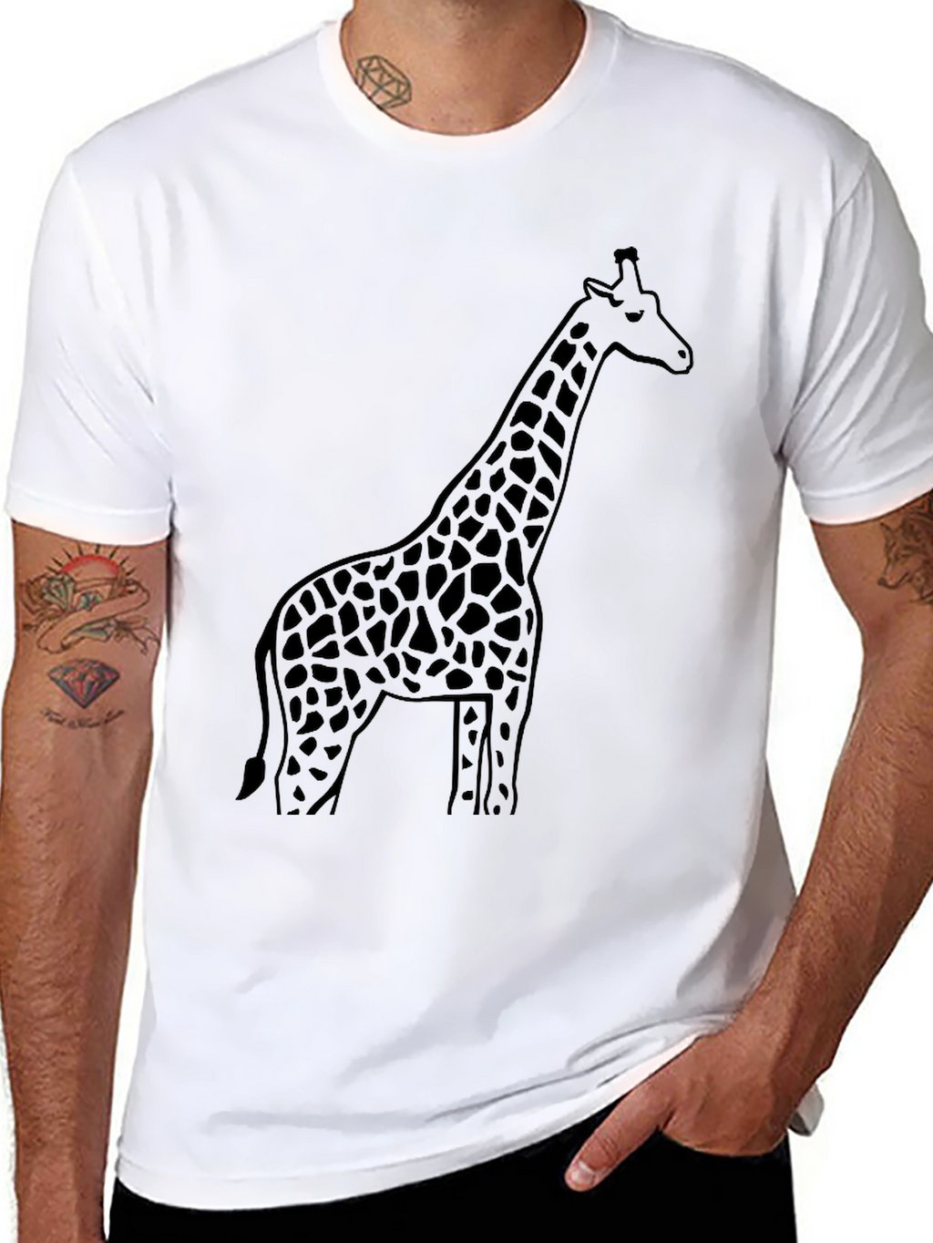Giraffe Silhouette Black T-Shirt