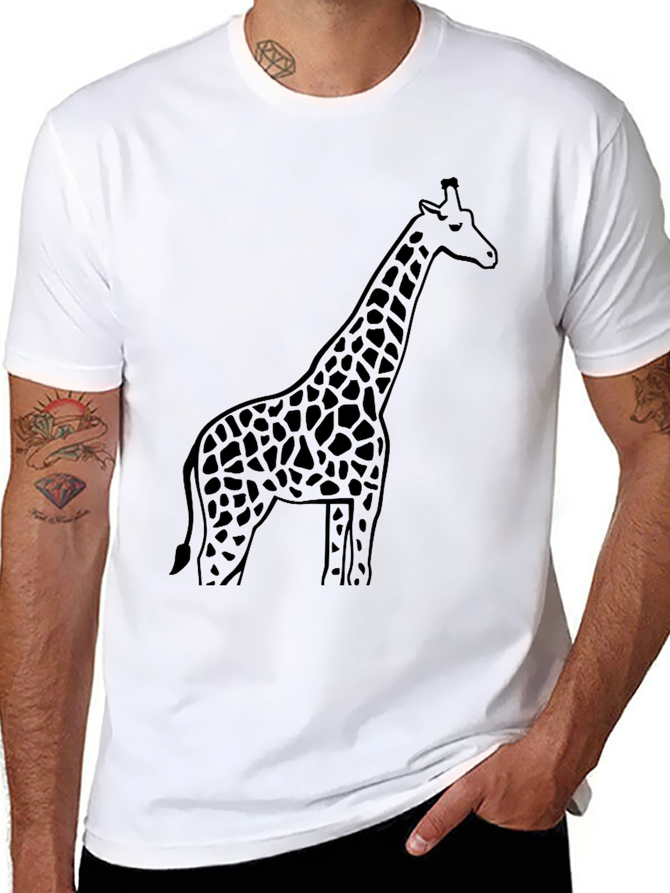 Giraffe Silhouette Black T-Shirt