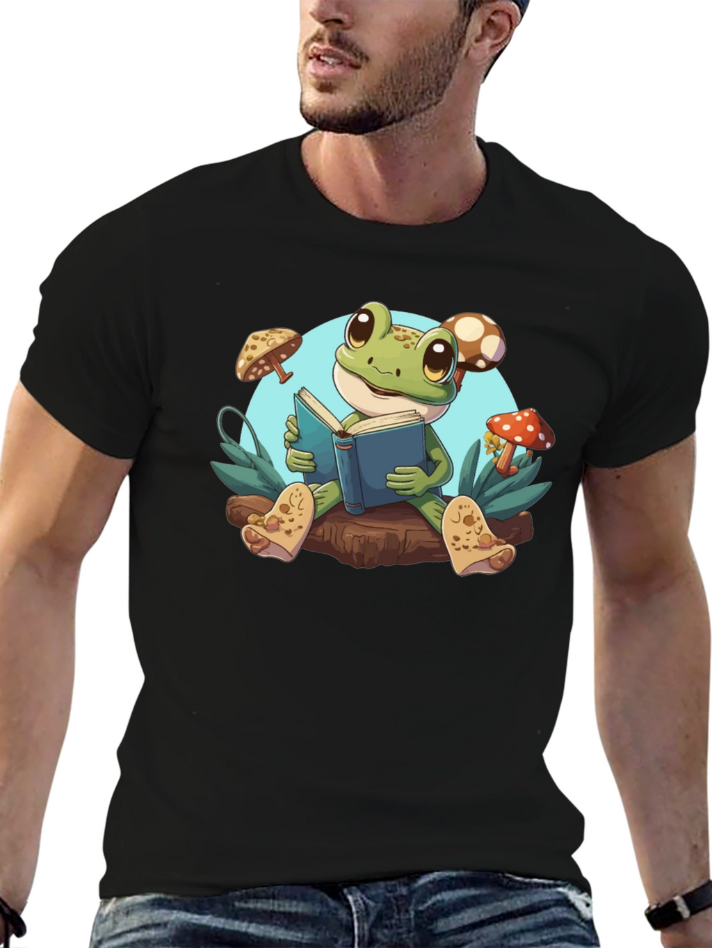 Frog Reading Book T-Shirt - Cute Amphibian Tee