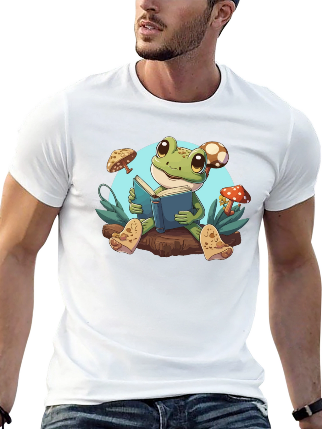 Frog Reading Book T-Shirt - Cute Amphibian Tee