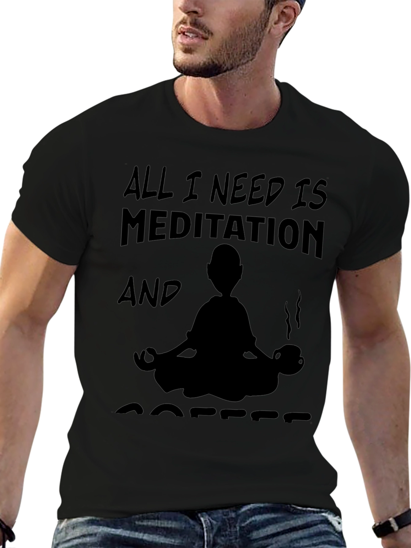 Meditation & Coffee Graphic T-Shirt