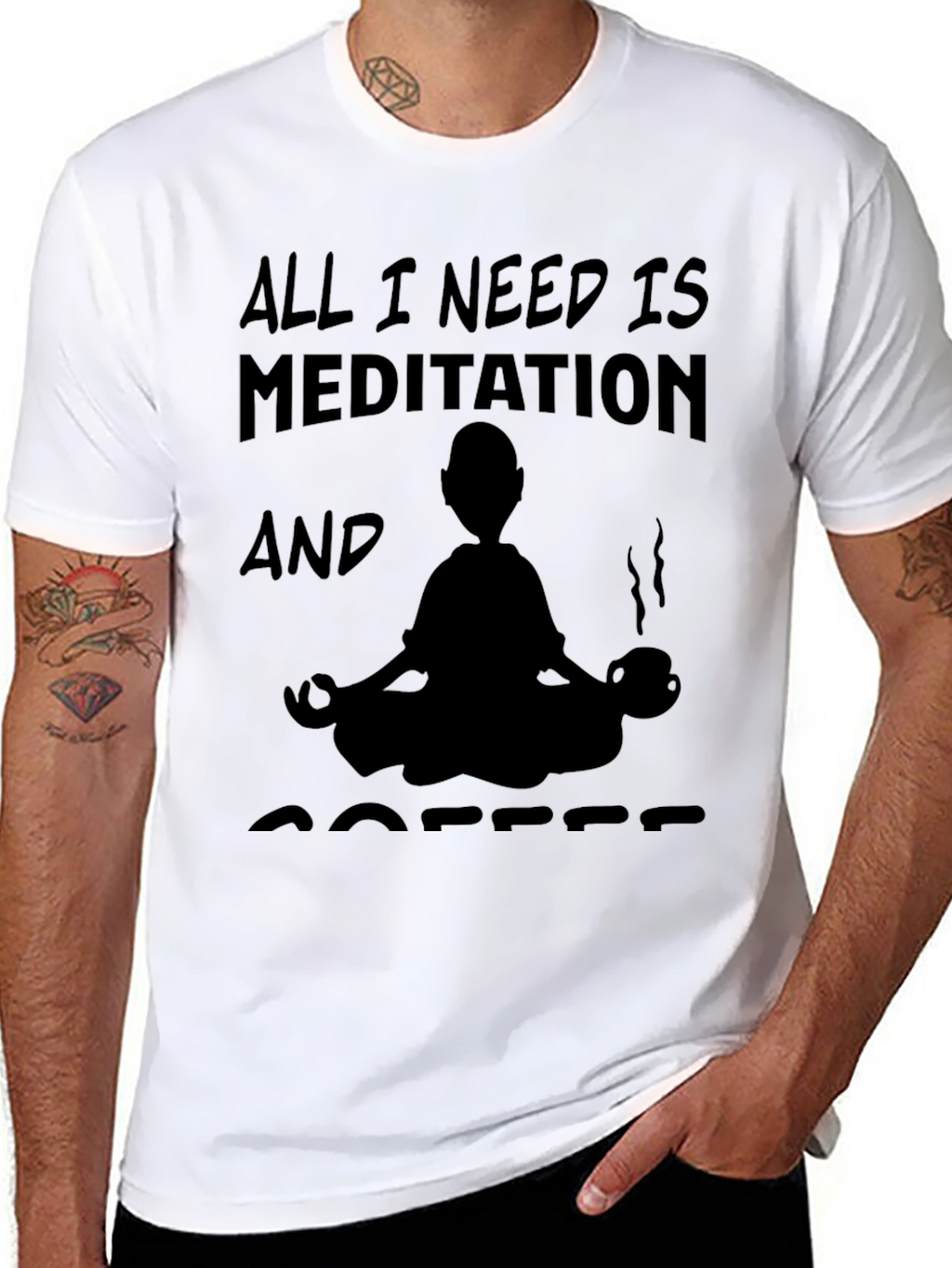 Meditation & Coffee Graphic T-Shirt