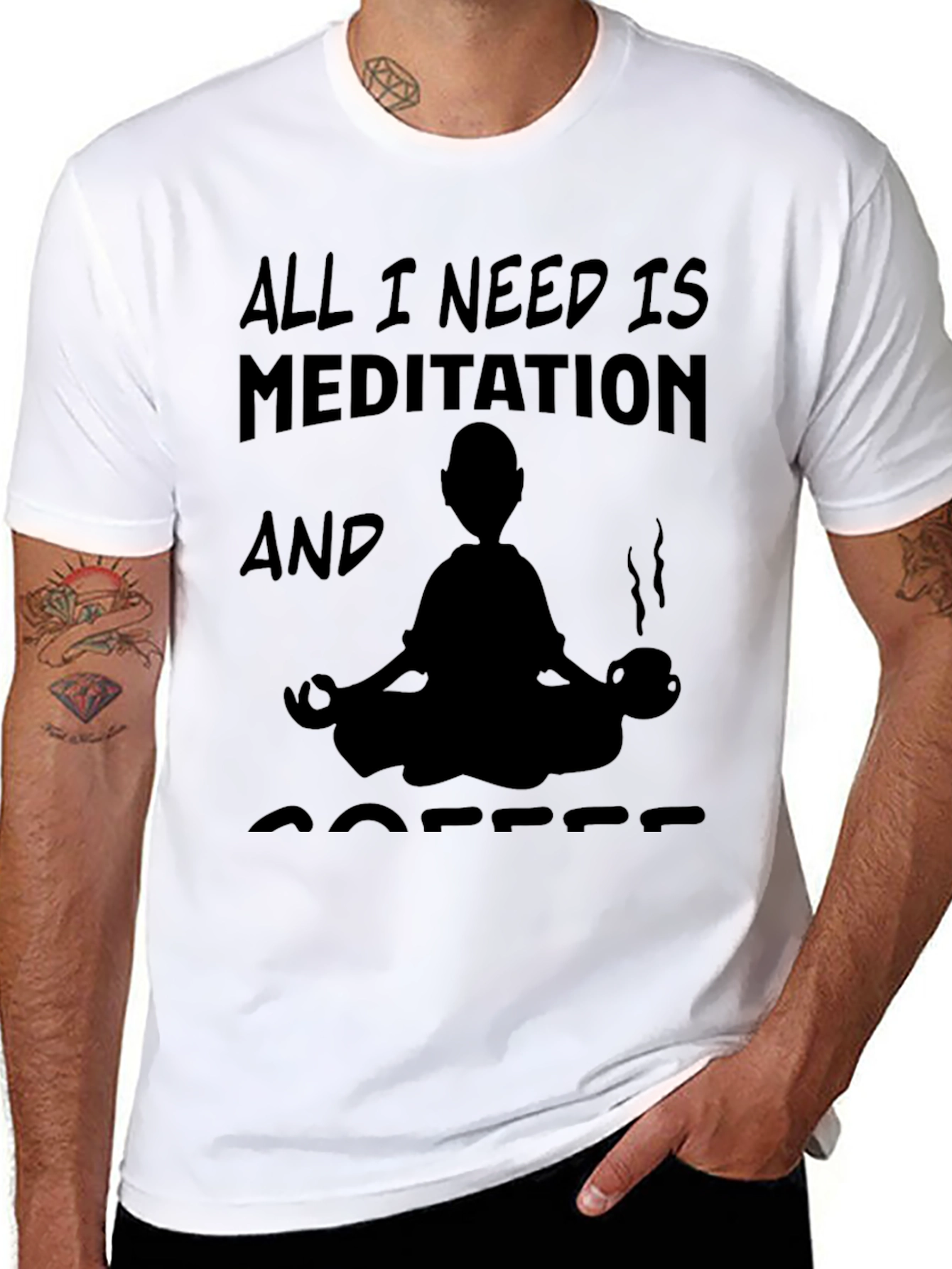 Meditation & Coffee Graphic T-Shirt