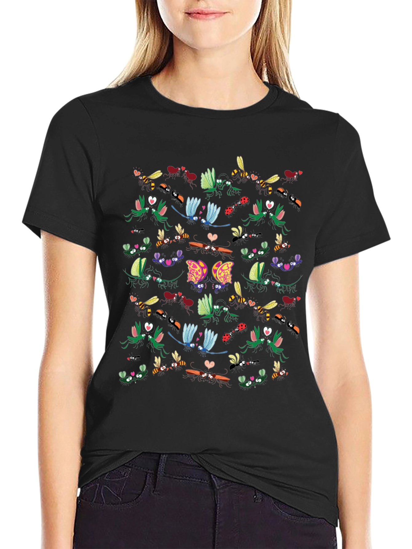 Insect Love Graphic Tee - Black Cotton Blend