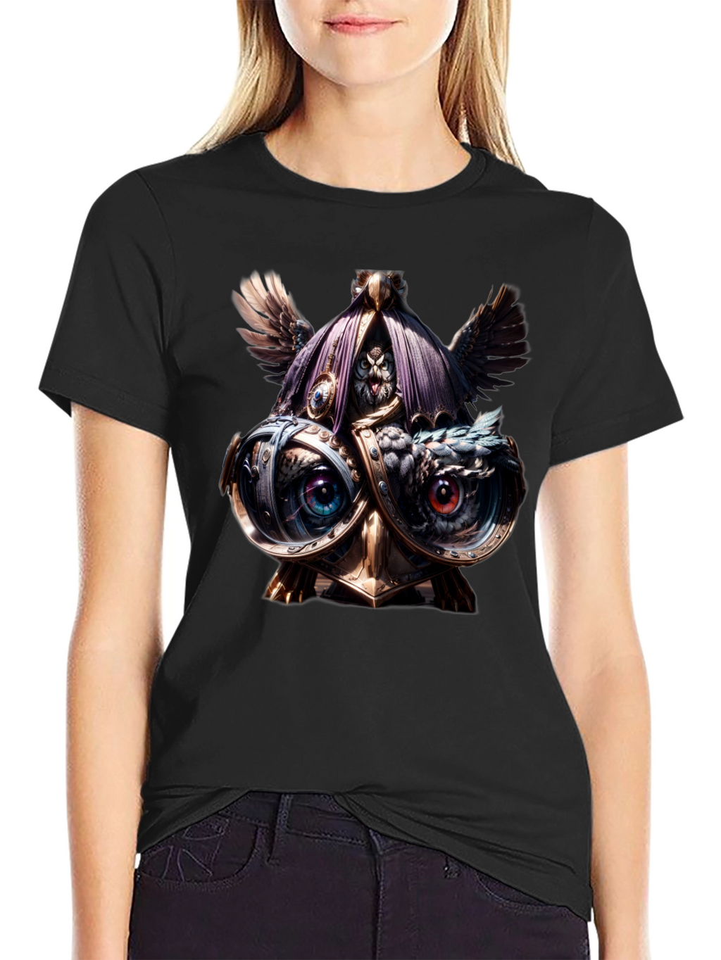 Steampunk Owl T-Shirt - Unique Art Tee