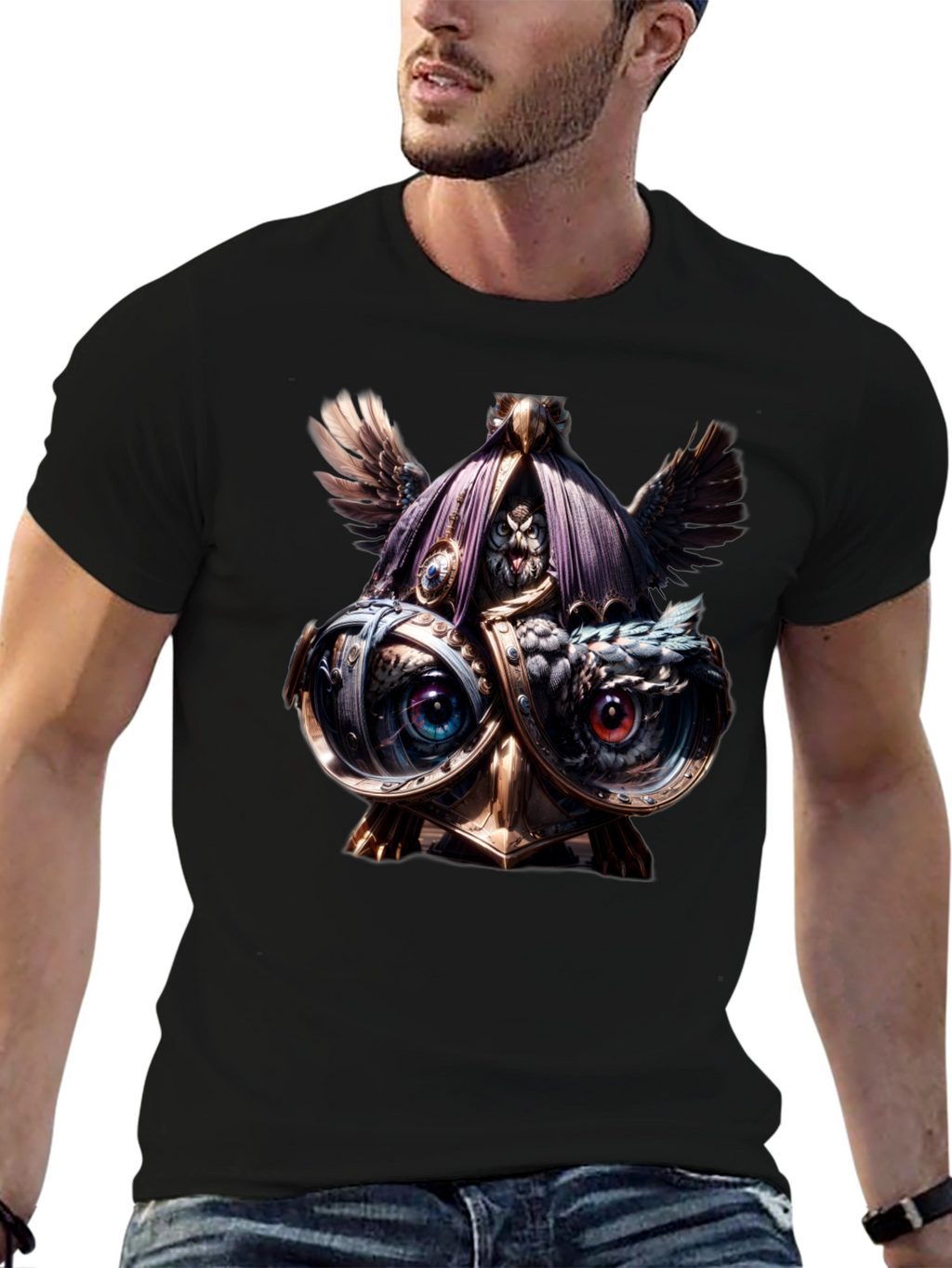 Steampunk Owl T-Shirt - Unique Art Tee