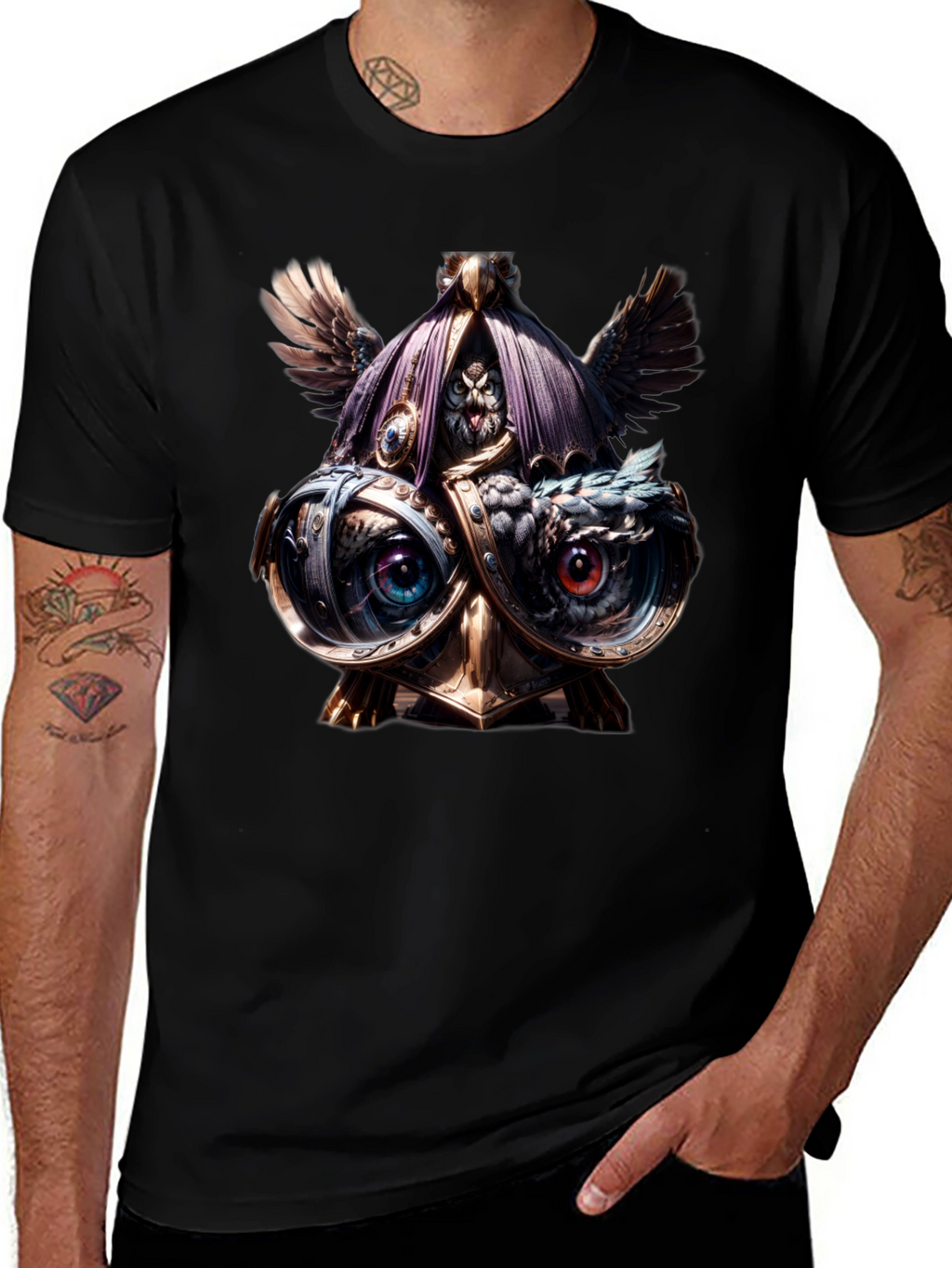 Steampunk Owl T-Shirt - Unique Art Tee