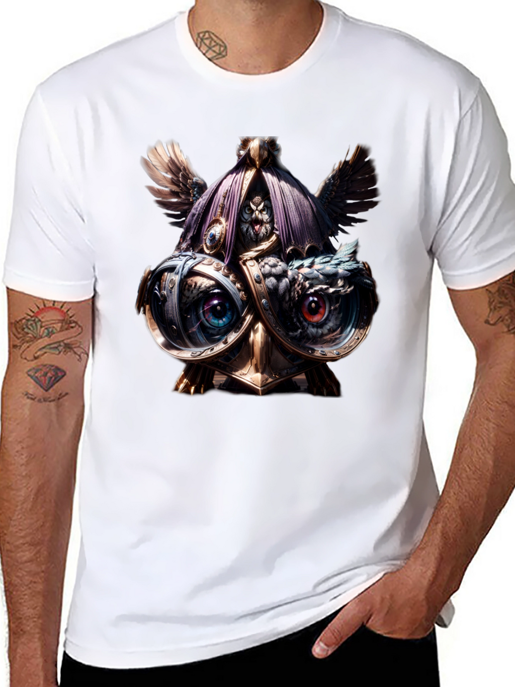 Steampunk Owl T-Shirt - Unique Art Tee