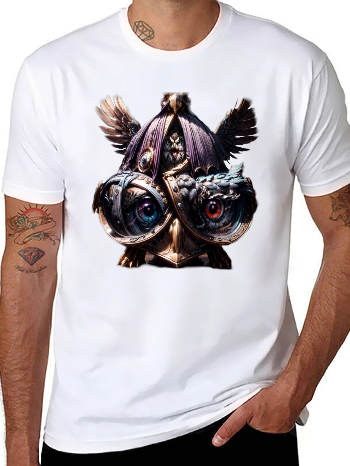 Steampunk Owl T-Shirt - Unique Art Tee