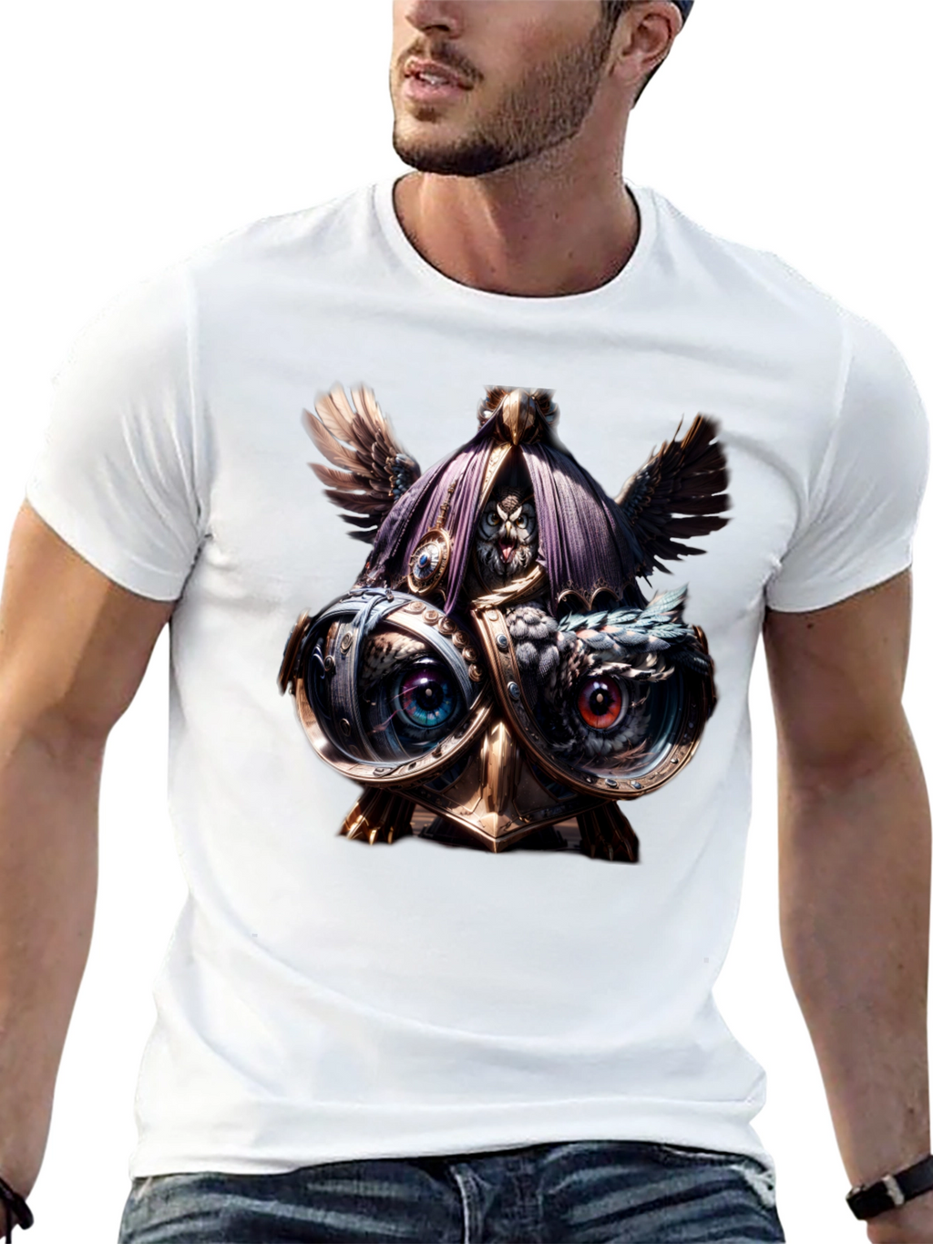 Steampunk Owl T-Shirt - Unique Art Tee
