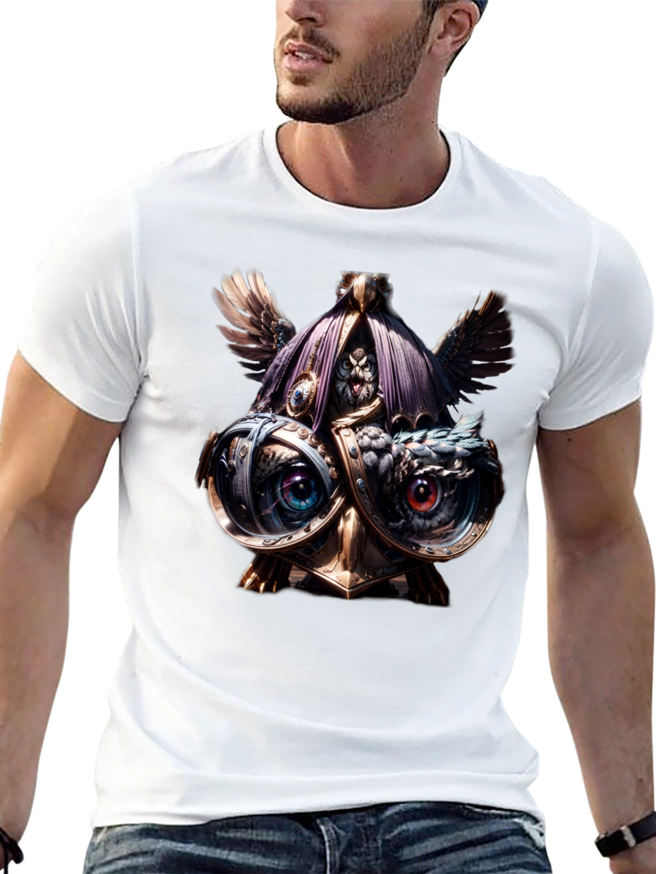 Steampunk Owl T-Shirt - Unique Art Tee