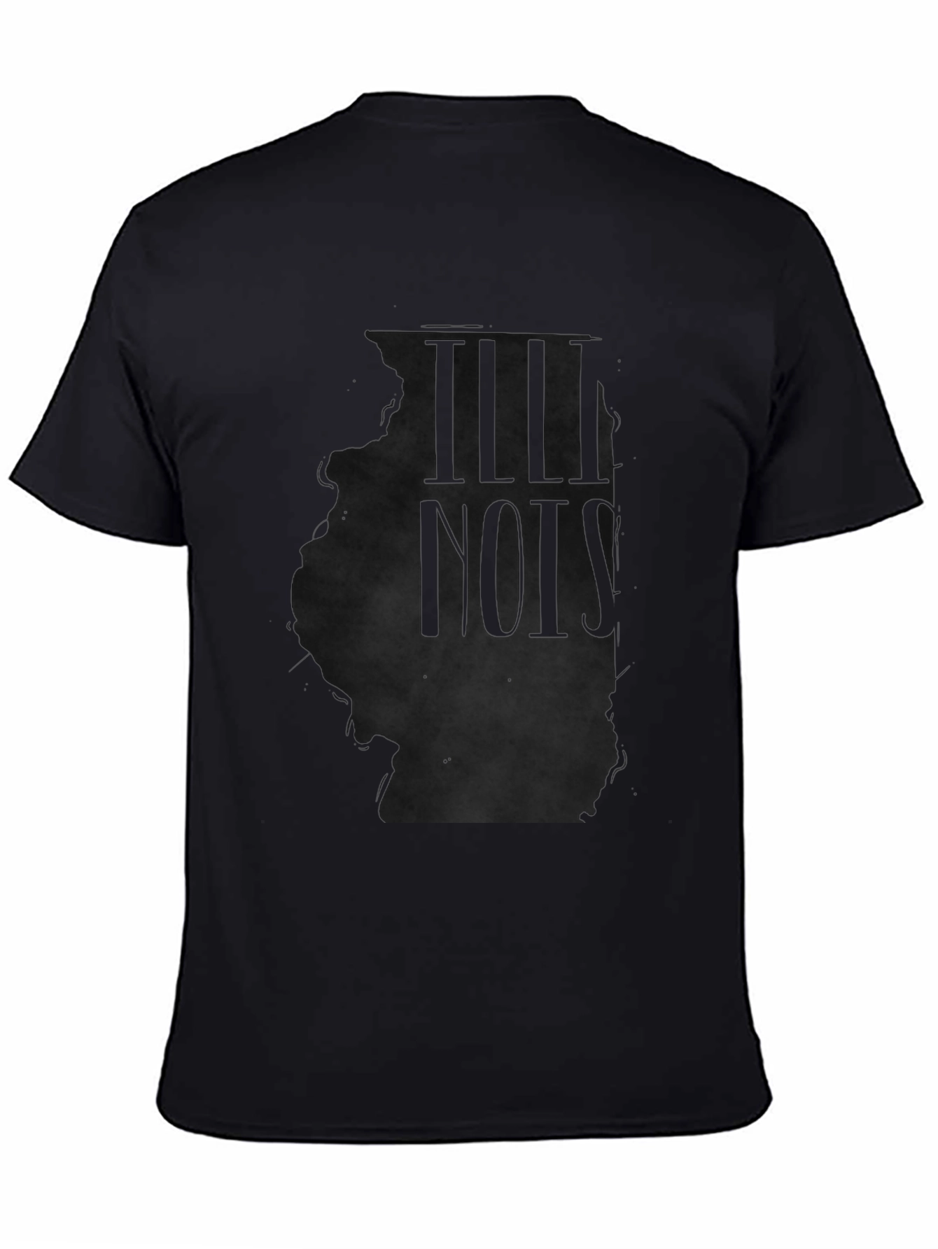Illinois State Outline Mens Black T-Shirt