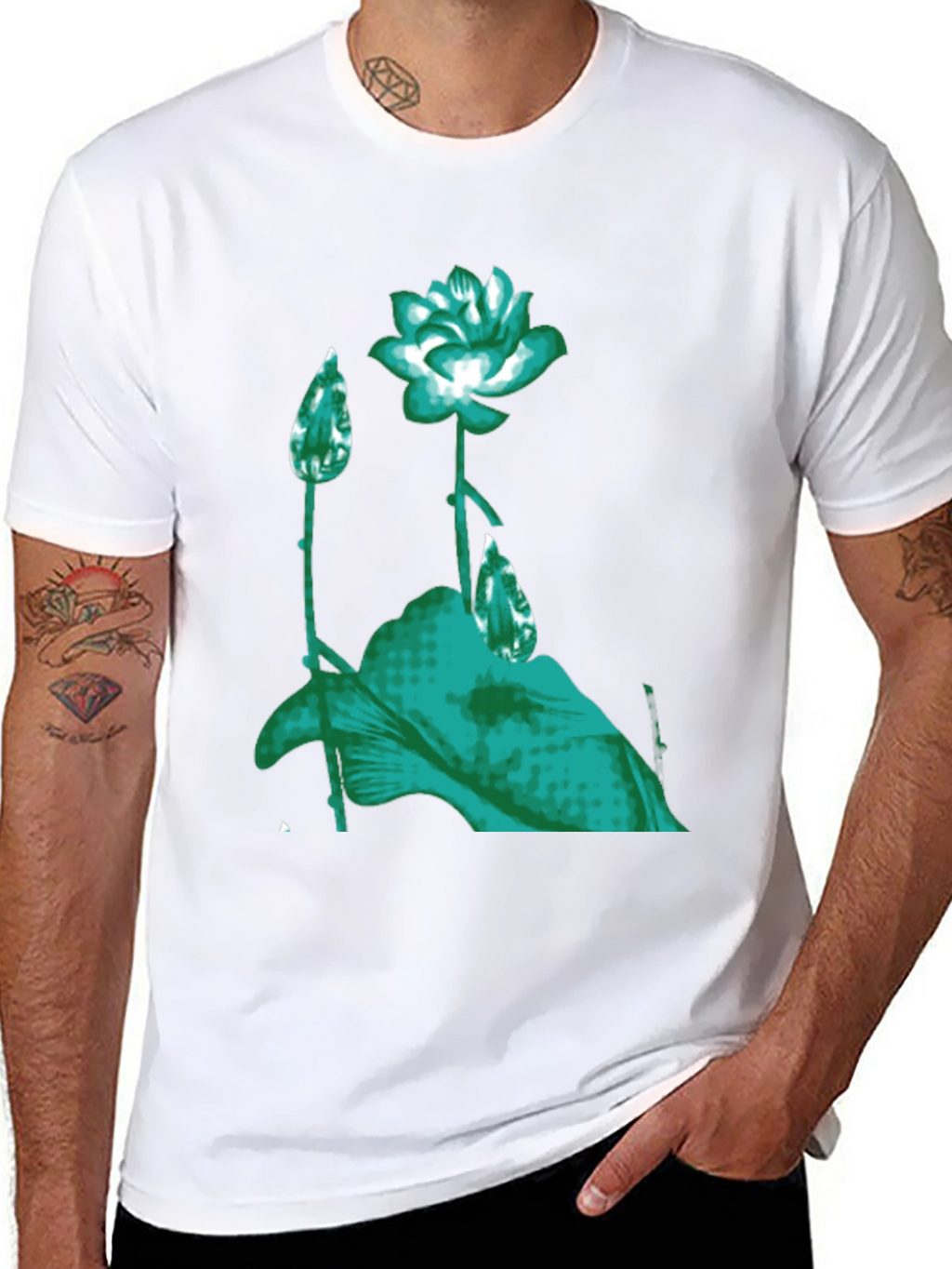 Floral Print Graphic Tee - Black